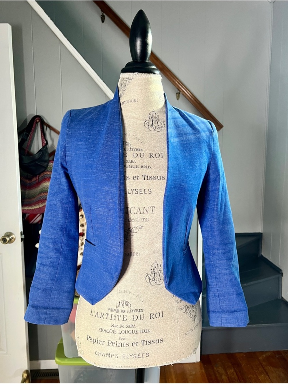 love...ady Royal Blue Open-Front Crop Blazer
